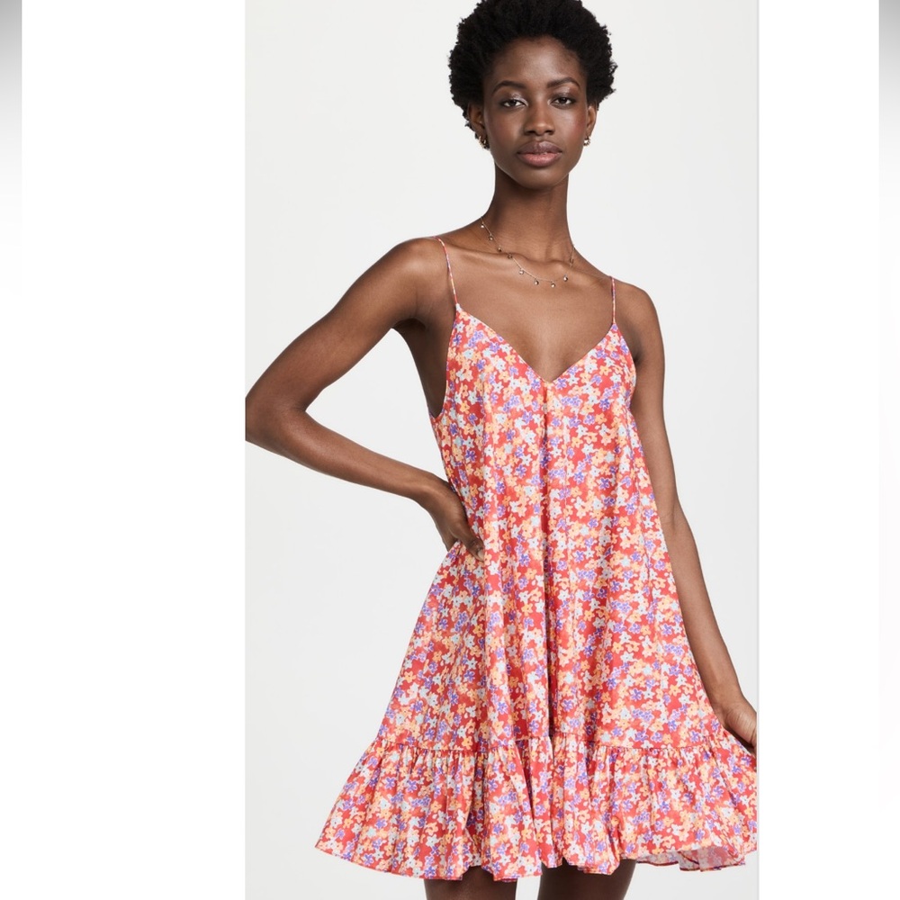CAROLINE CONSTAS Laurel Dress in Red Ditsy Floral